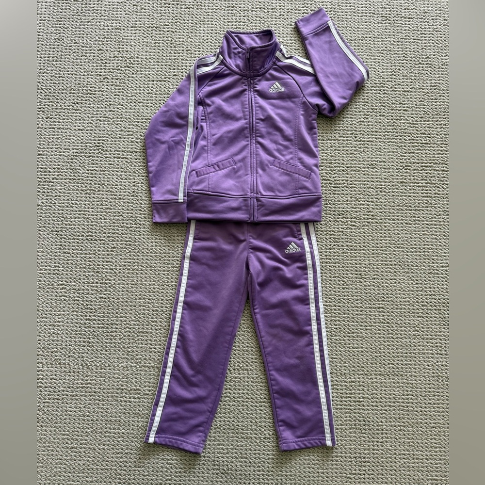 Adidas Violet Tracksuit with White Stripes